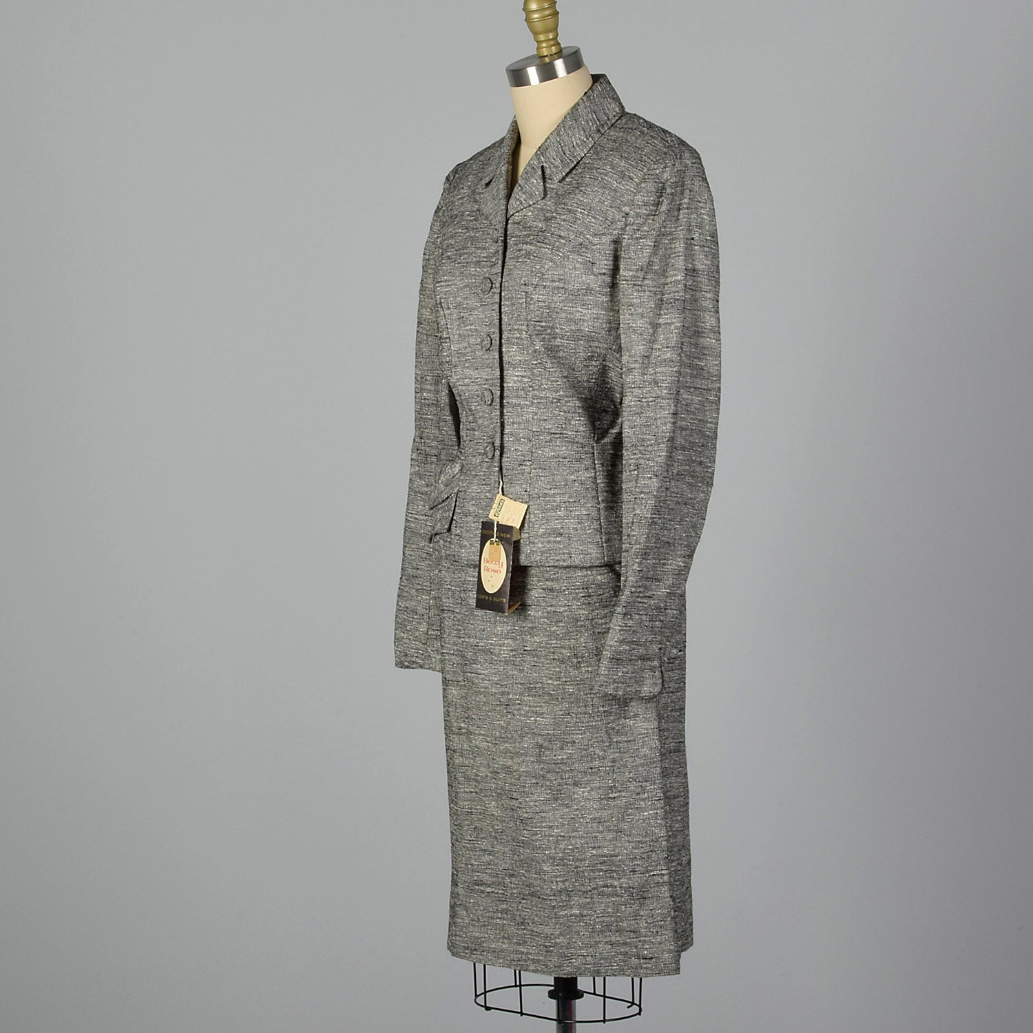 1950s Deadstock Atomic Fleck Gray Skirt Suit