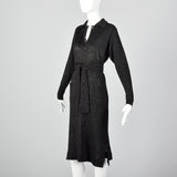 Large 1970s Black Lurex Knit Dress