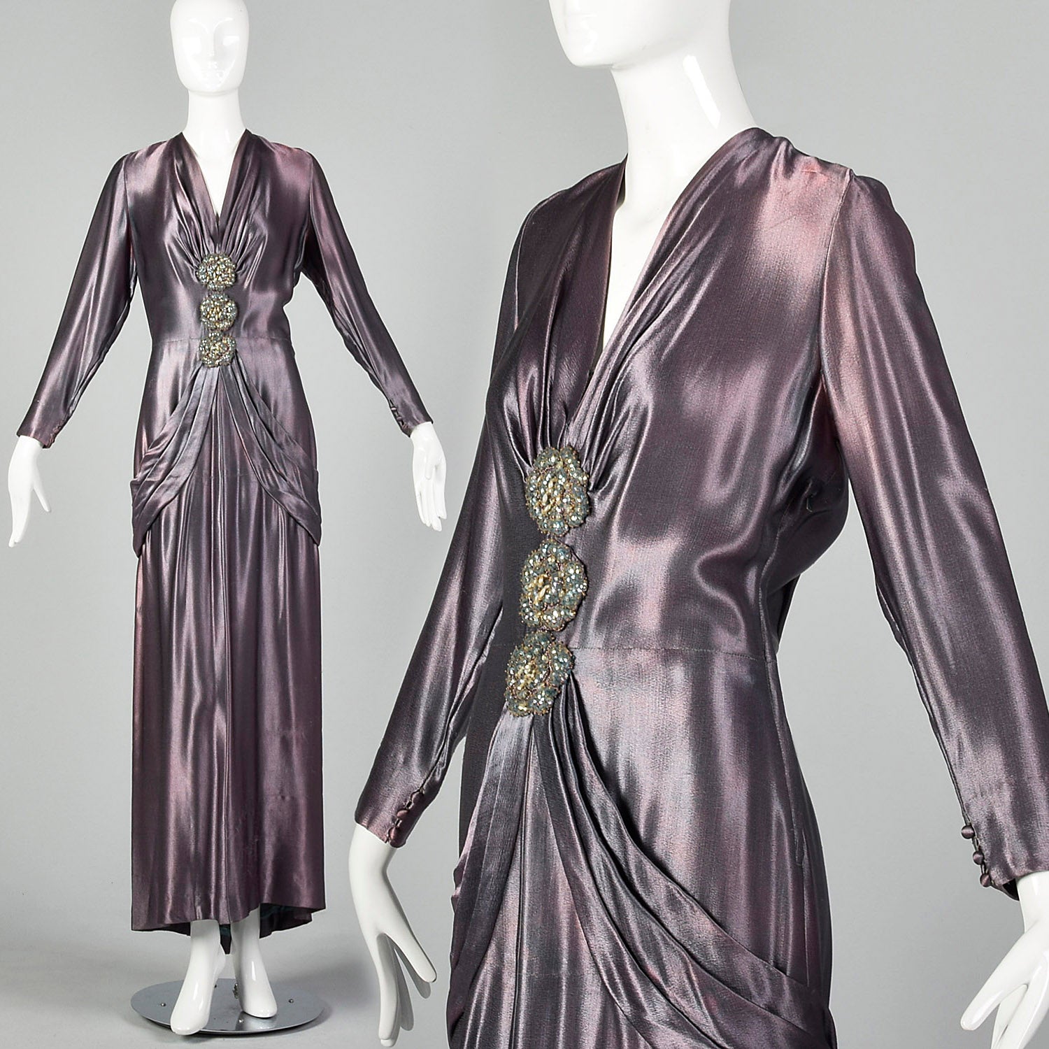 Small 1930s Iridescent Purple Gown