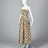 1950s Horrockses Novelty Print Strapless Dress