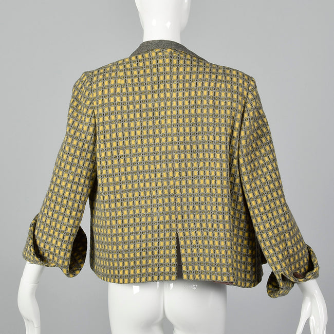 1940s Yellow and Gray Tweed Swing Jacket