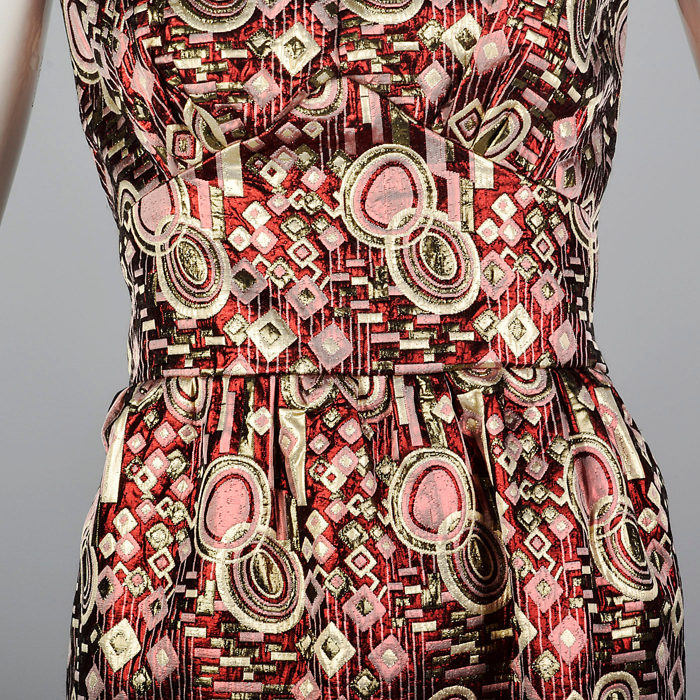 1960s Metallic Brocade Party Dress