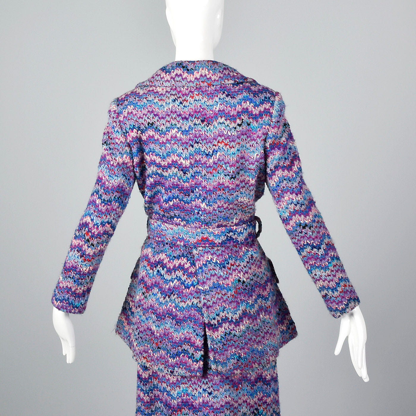 1970s Via Veneto Couture Boutique Purple Tweed Skirt Suit