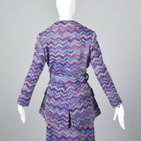 1970s Via Veneto Couture Boutique Purple Tweed Skirt Suit