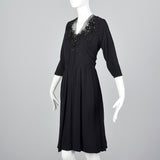 1930s Black Dress with Sequin and Mesh Detail
