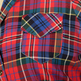 XL 1950s Red Plaid Day Dress Short Sleeve Collared Summer Shirtwaist