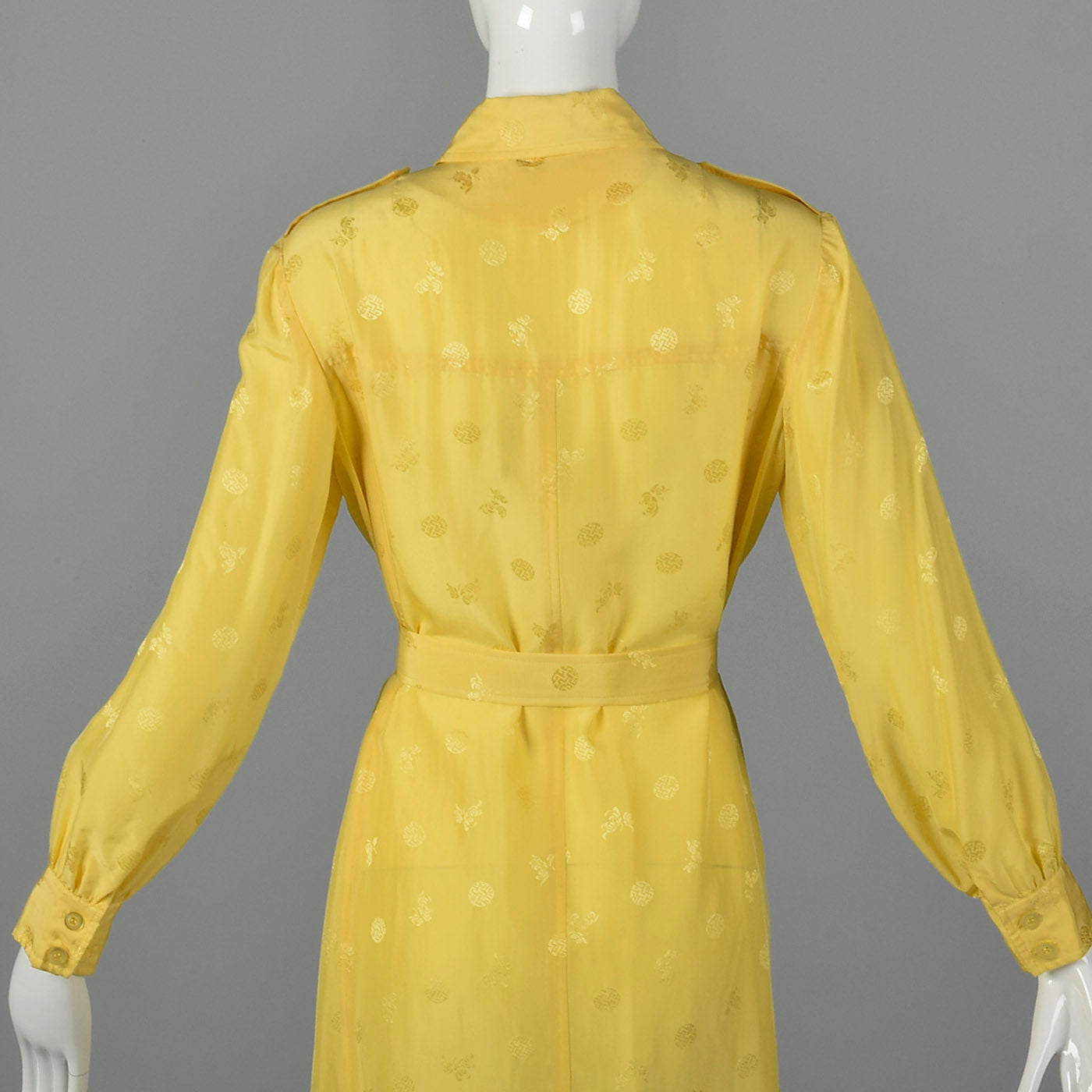1970s Yellow Day Dress with Belted Waist