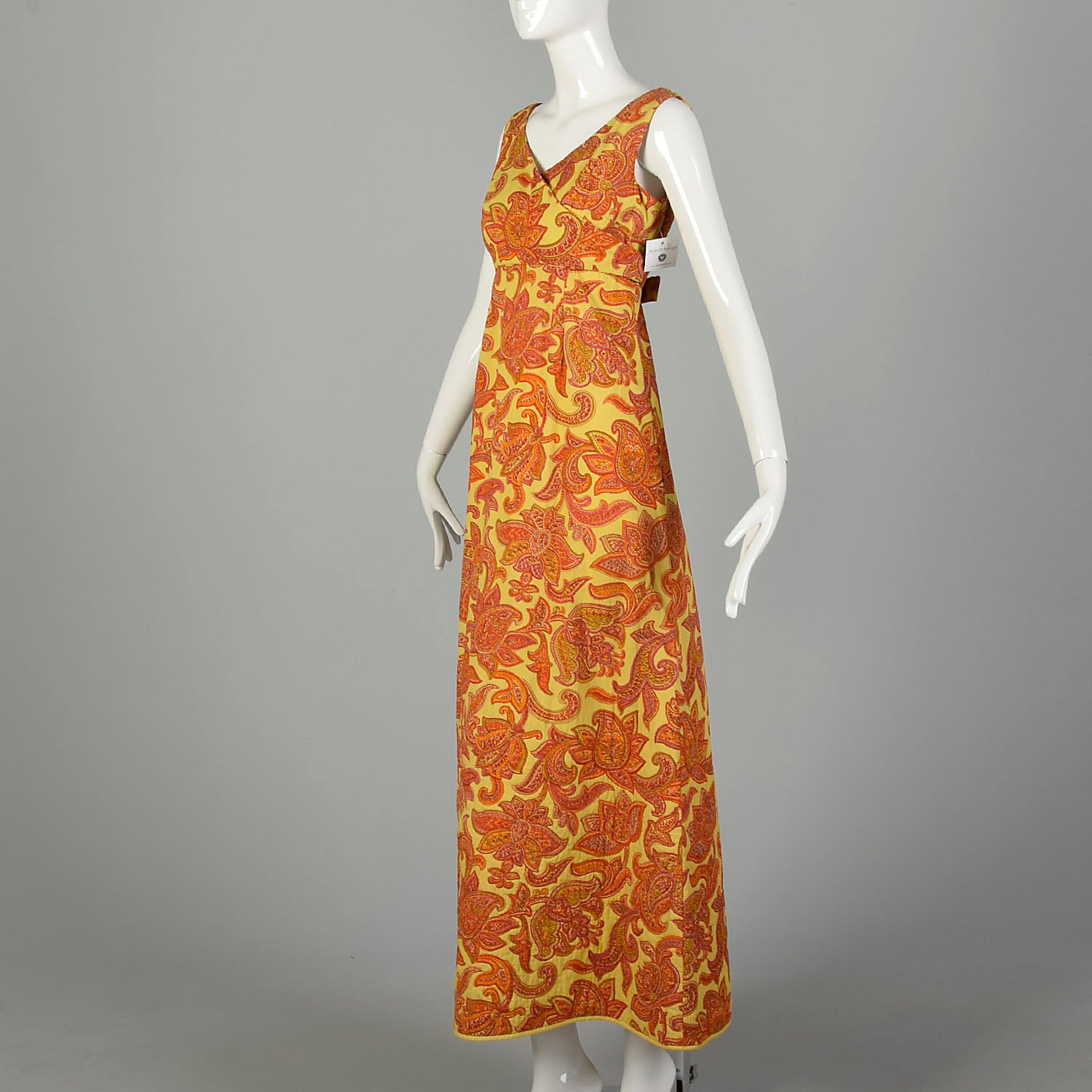 Medium 1970s Boho Dress Psychedelic Bohemian Tie Back Waist