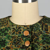 1950s Green Print Day Dress with Dolman Sleeves