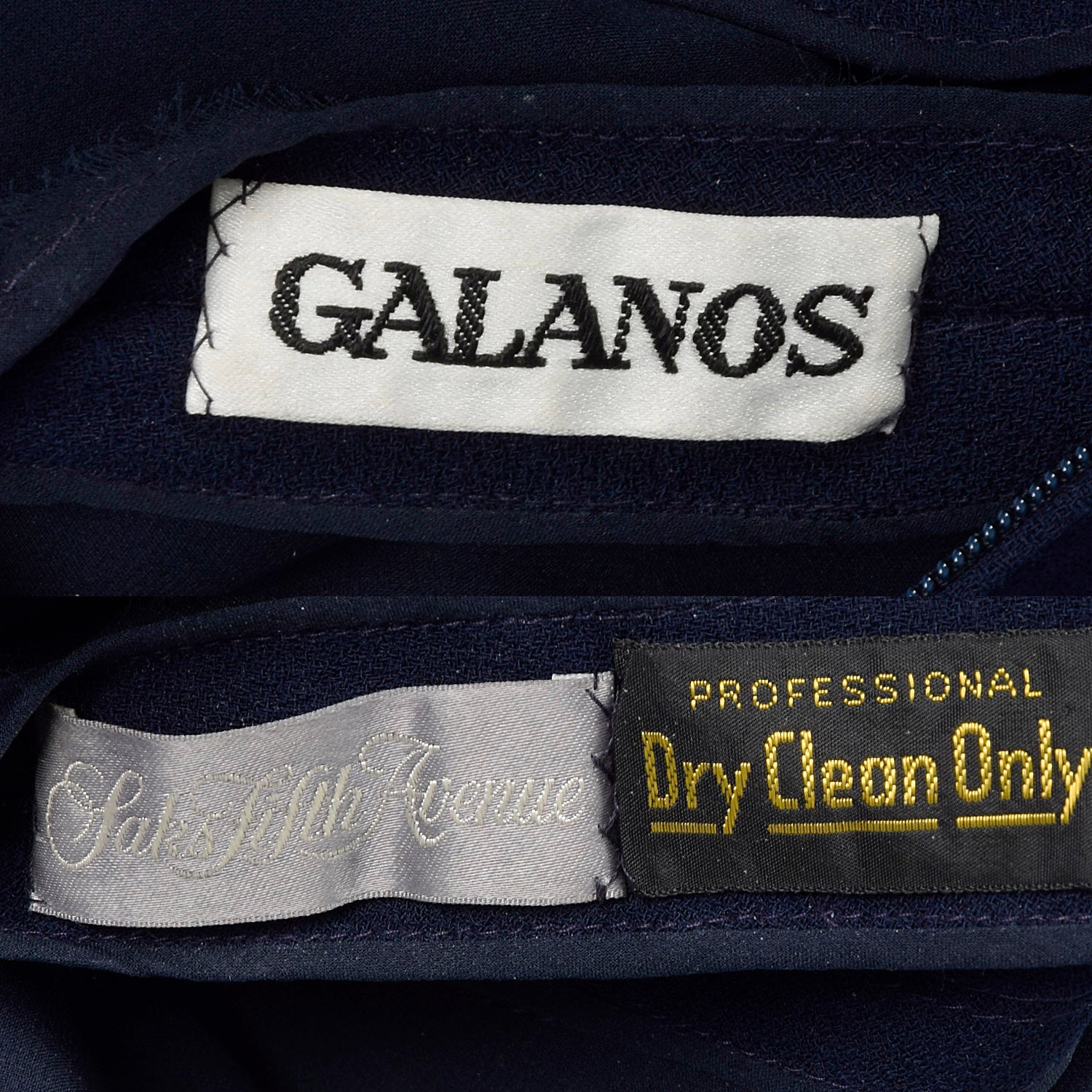 XS-Small Galanos 1980s Navy Dress