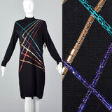 1980s St John Knit Sweater Dress with Sequin Stripes