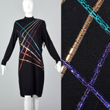 1980s St John Knit Sweater Dress with Sequin Stripes