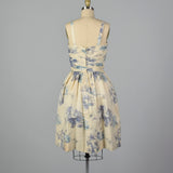 XS 1950s French Floral Cocktail Dress