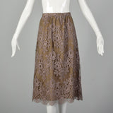 Large Becky Bisoulis 1980s Mauve Lace Skirt Set
