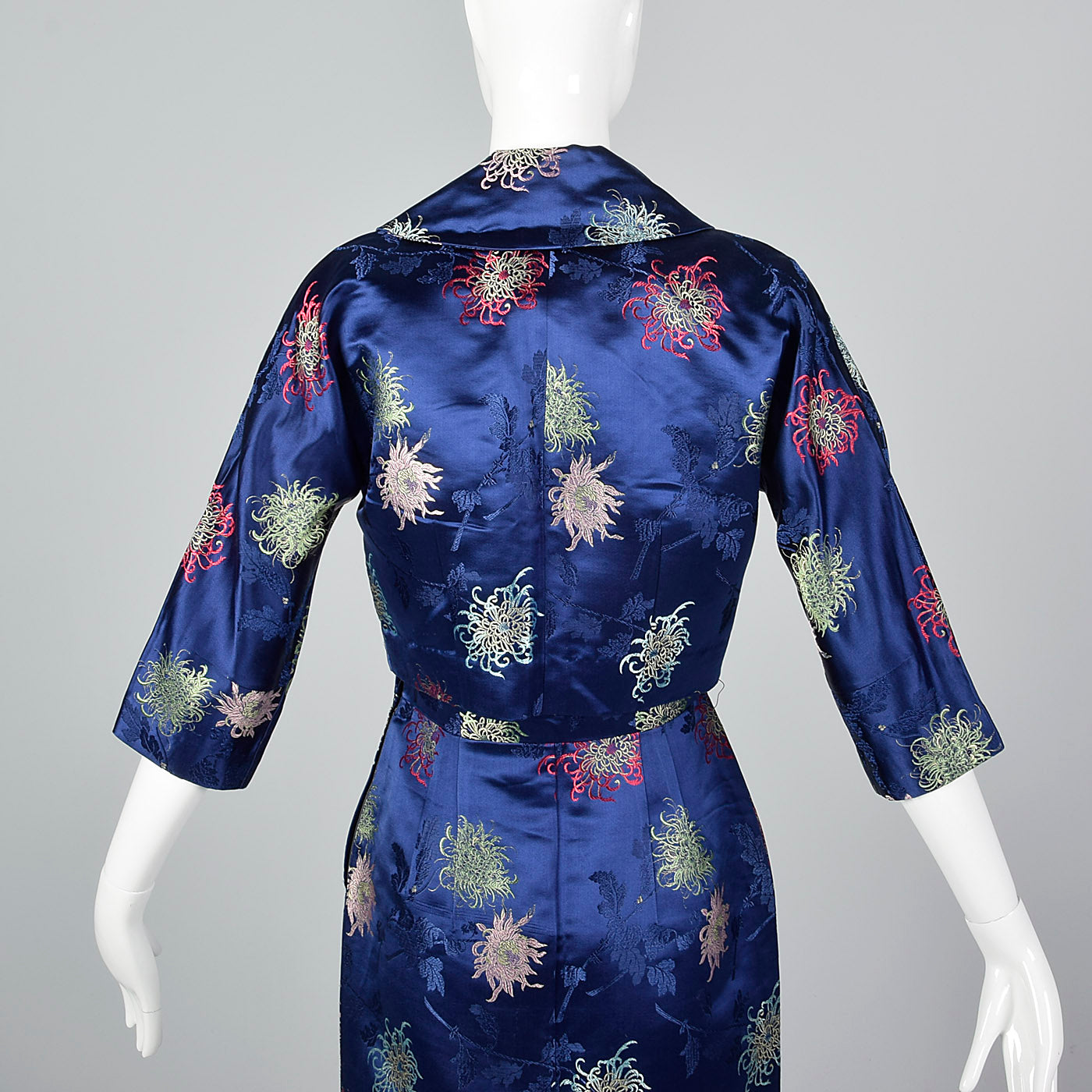 1960s Blue Brocade Dress with Matching Jacket