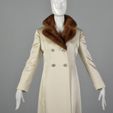 XS 1960s Ivory Opera Coat with Mink Collar