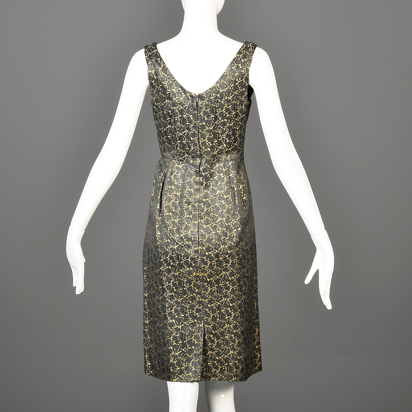 1960s Gold Brocade Dress with Matching Jacket and Velvet Detail