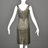 1960s Gold Brocade Dress with Matching Jacket and Velvet Detail
