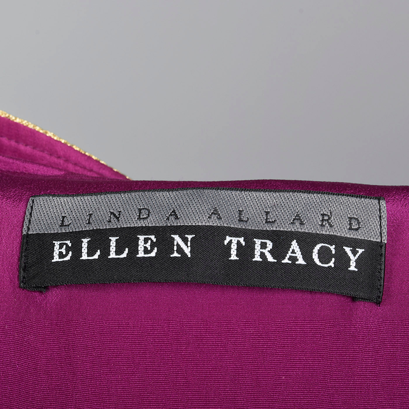 1990s Ellen Tracy Purple Silk Jacket with Metallic Gold Details