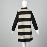 Medium-Large 1960s Black & Gray Striped Coat