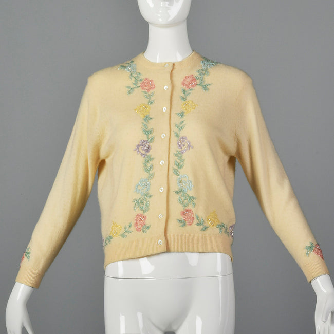 1960s 100% Cashmere Beaded Cardigan