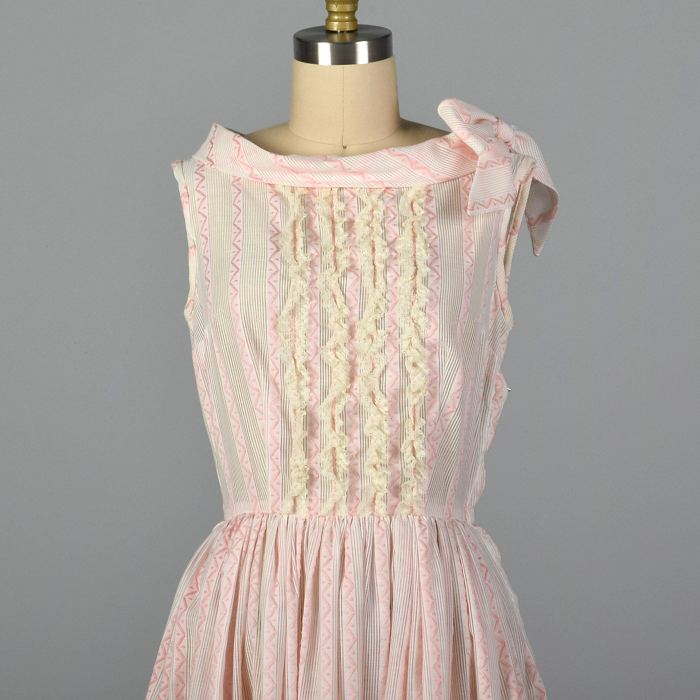 1950s Pink and White Sheer Day Dress