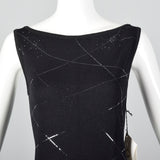 1990s St John Evening Deadstock Black Knit Dress with Sequin Trim