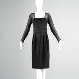 1960s Black Silk Dress with Sheer Overlay