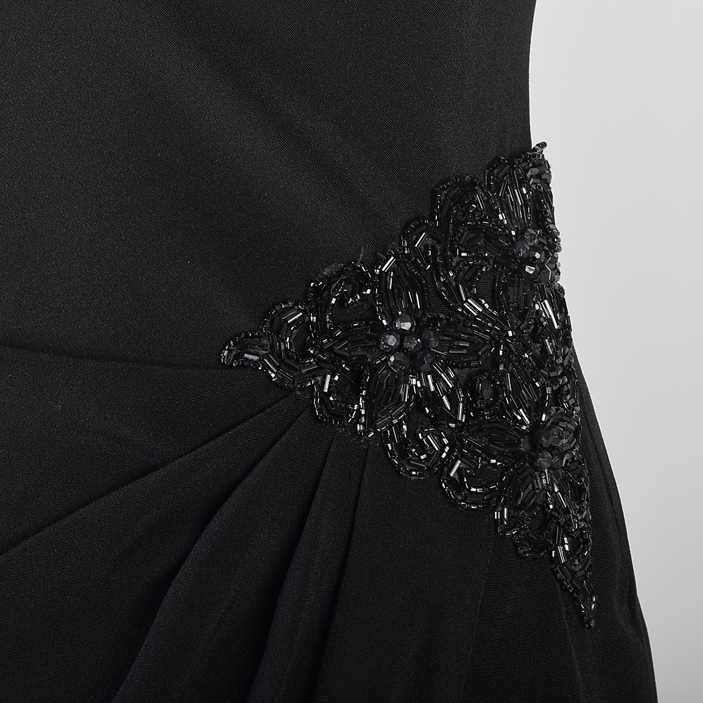 1980s Saks Fifth Avenue Deco Revival Little Black Dress Blade Runner Style