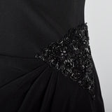1980s Saks Fifth Avenue Deco Revival Little Black Dress Blade Runner Style
