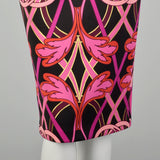 Small Ted Baker Pink Dress Black Short Sleeve Back Slit Designer