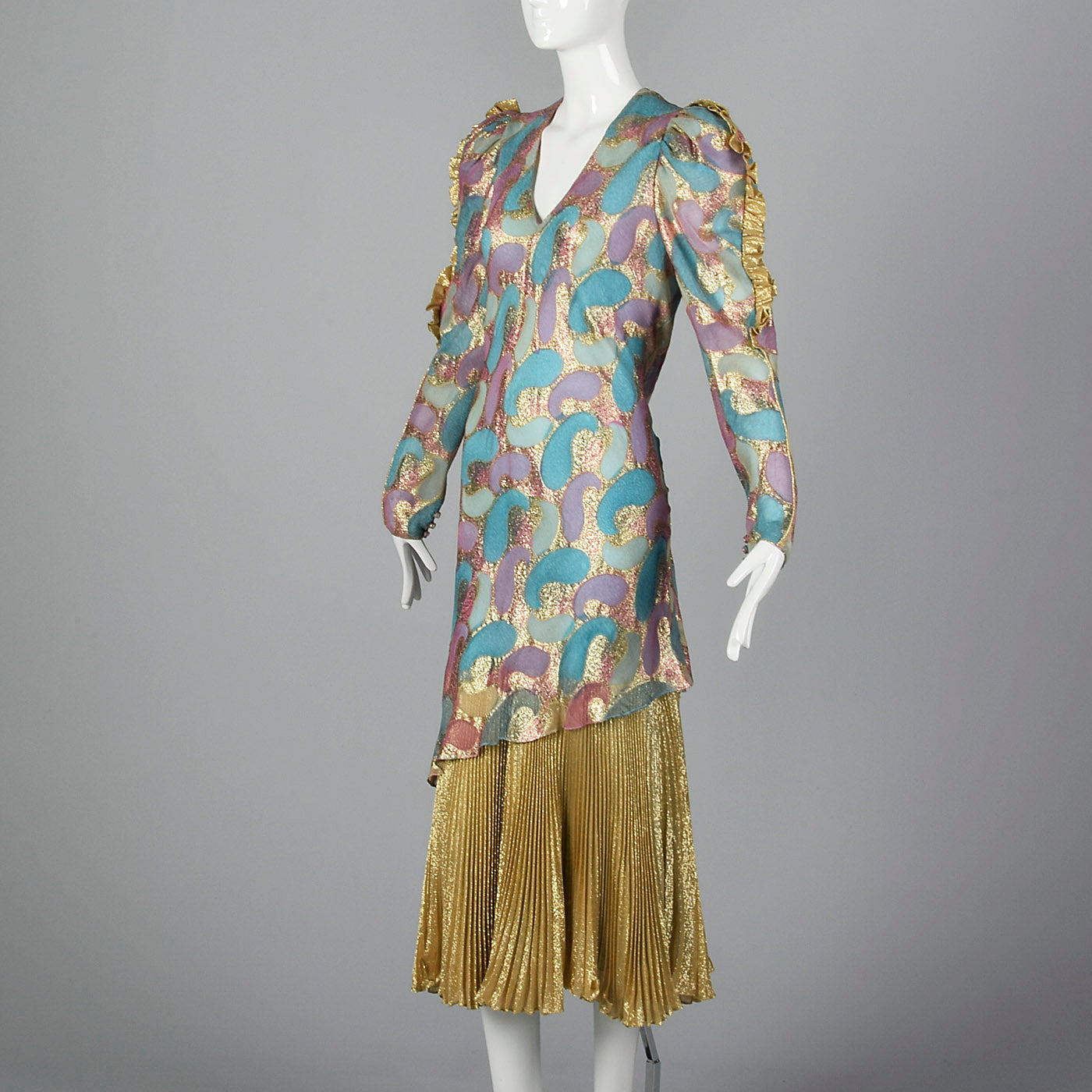 1980s Judy Hornby Couture Silk Evening Dress