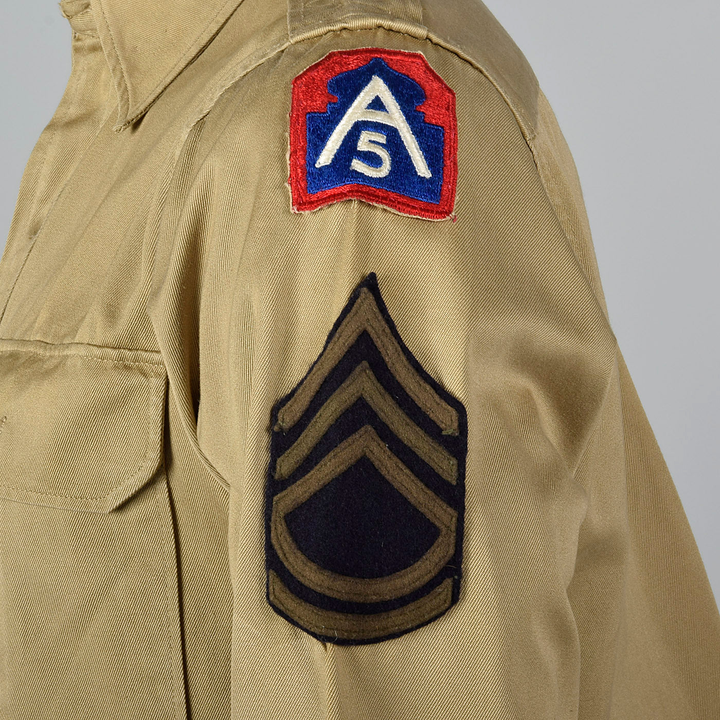 1940s Cotton US Military Shirt with Patches