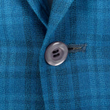 1950s Blue Plaid Jacket with Slim Lapel