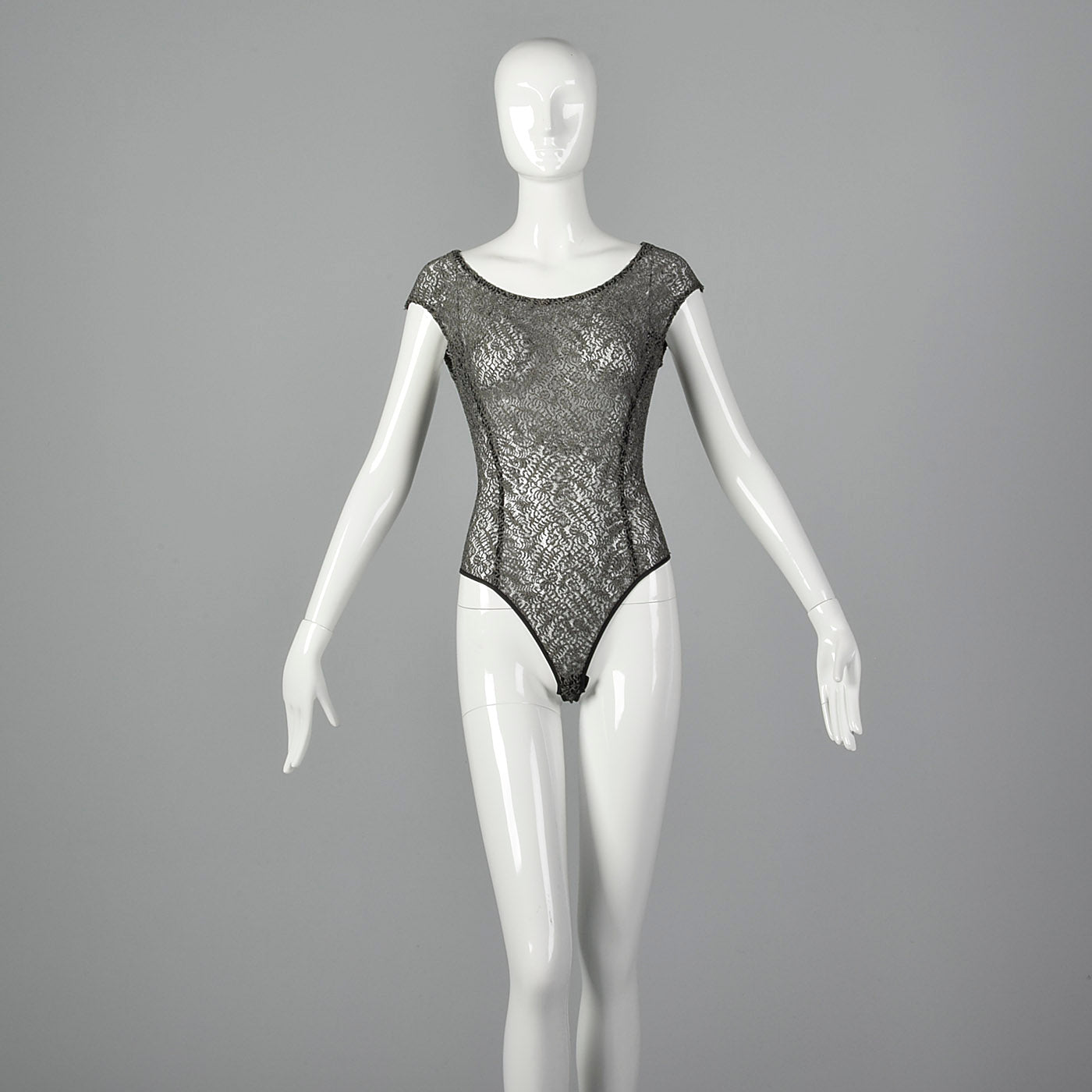 1980s Donna Karan Gray Bodysuit