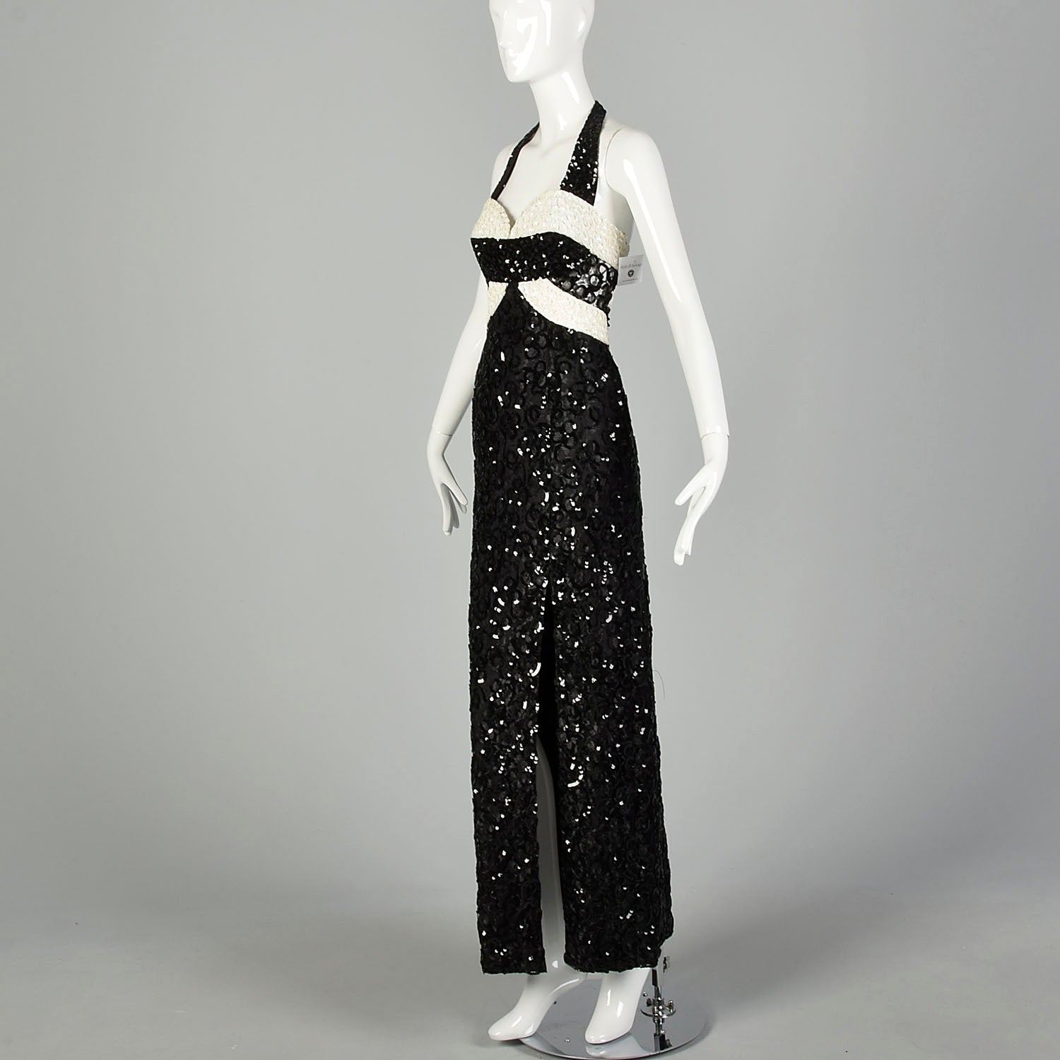 Medium Mike Benet Black Halter Dress Formal Evening Gown