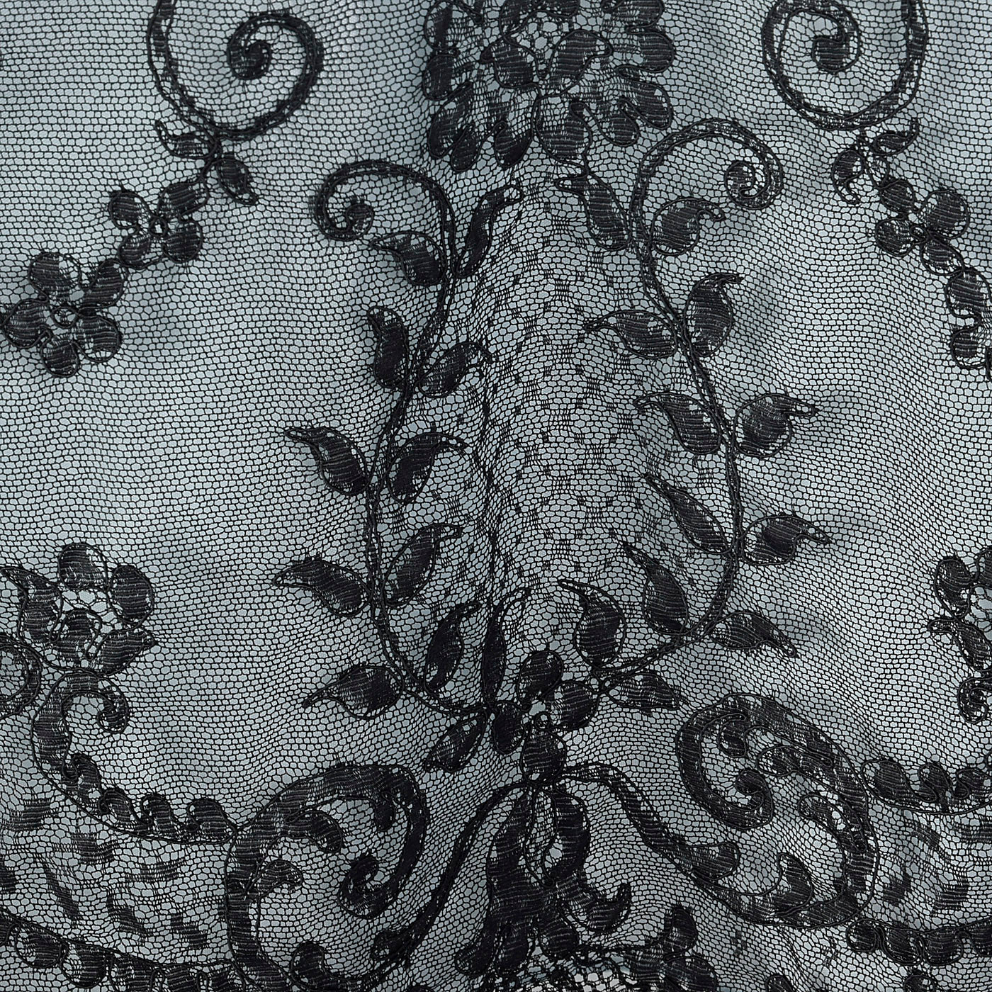 1950s Black Half Slip with Pale Blue Taffeta and Sheer Black Lace Hem