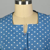 3XL 1950s Blue Day Dress Polka Dot Short Sleeve Volup Summer Casual