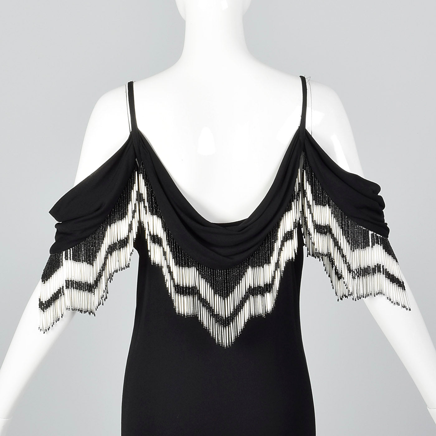 1990s Off the Shoulder Beaded Dress