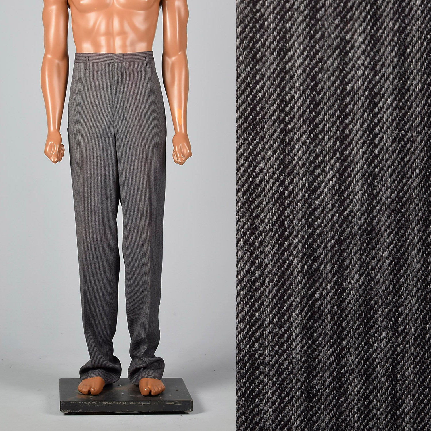 Large 1940s Deadstock Men's Belt-Back Rayon Pants