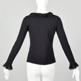 XS Black Long Sleeve Silk Knit Top