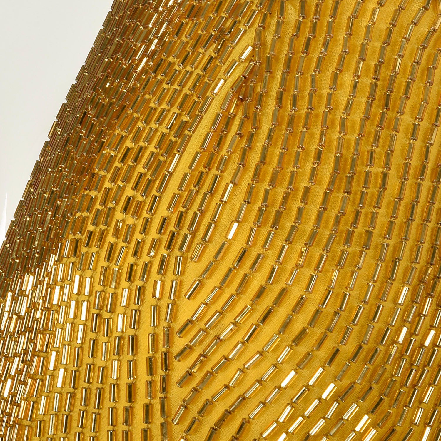 Small 1970s Gold Beaded Backless Halter Ball Gown