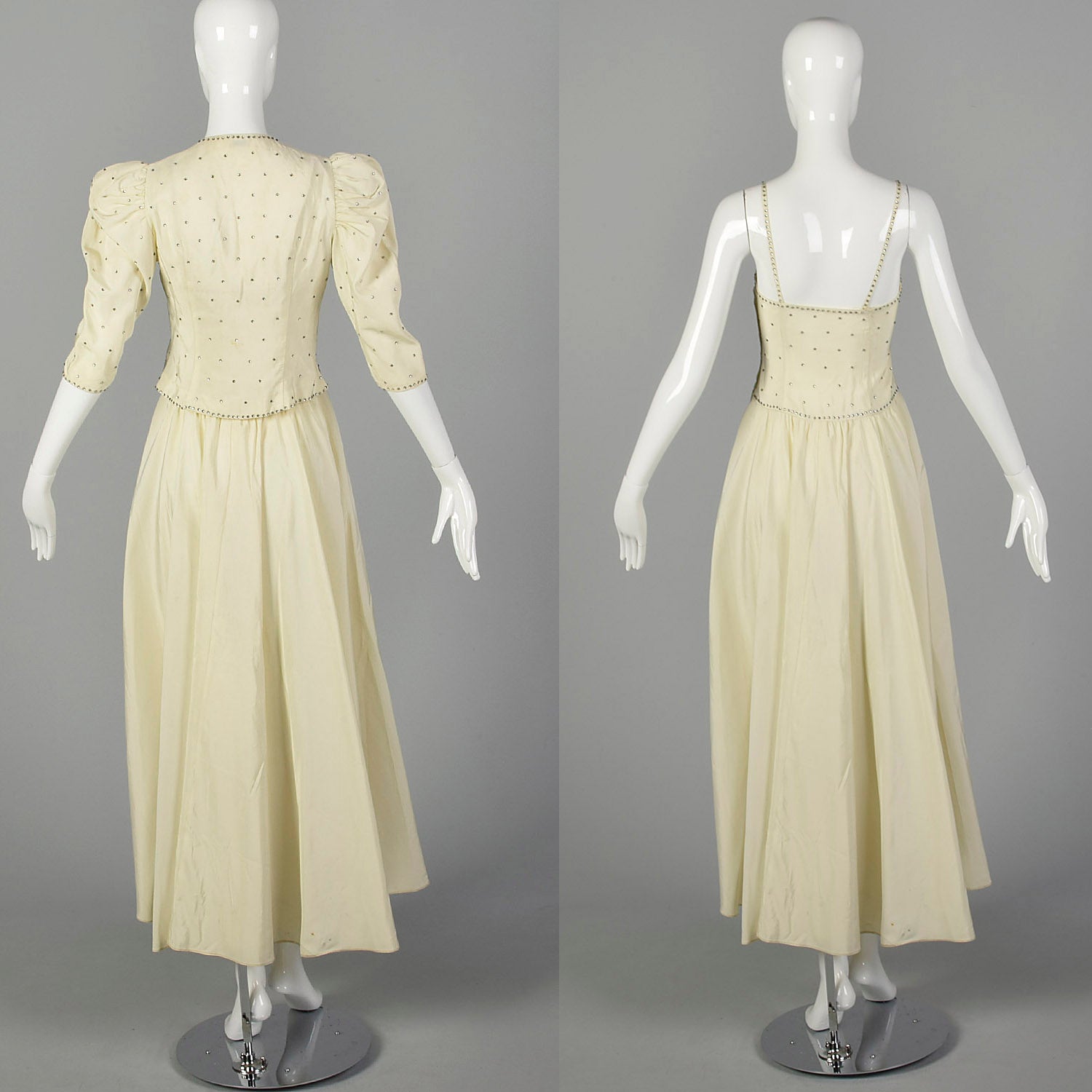 XXS 1940s Off White Wedding Dress and Jacket Set