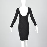 1990s Carmen Marc Valvo Black Knit Dress with Beading