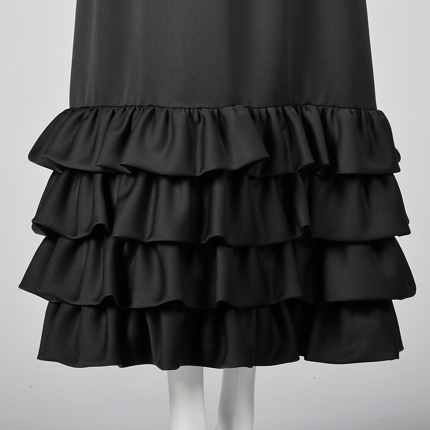 1970s Georgette Trilere Black Evening Dress