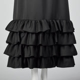 1970s Georgette Trilere Black Evening Dress