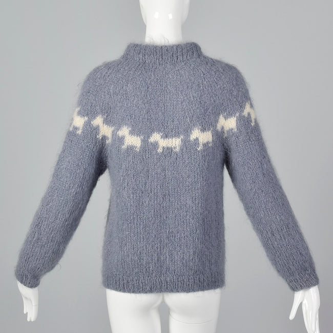 1960s Hand Knit Novelty Scotty Dog Sweater