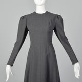 1970s Pauline Trigere Gray Wool Crepe Dress