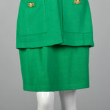 1990s St John Green Knit Skirt Suit