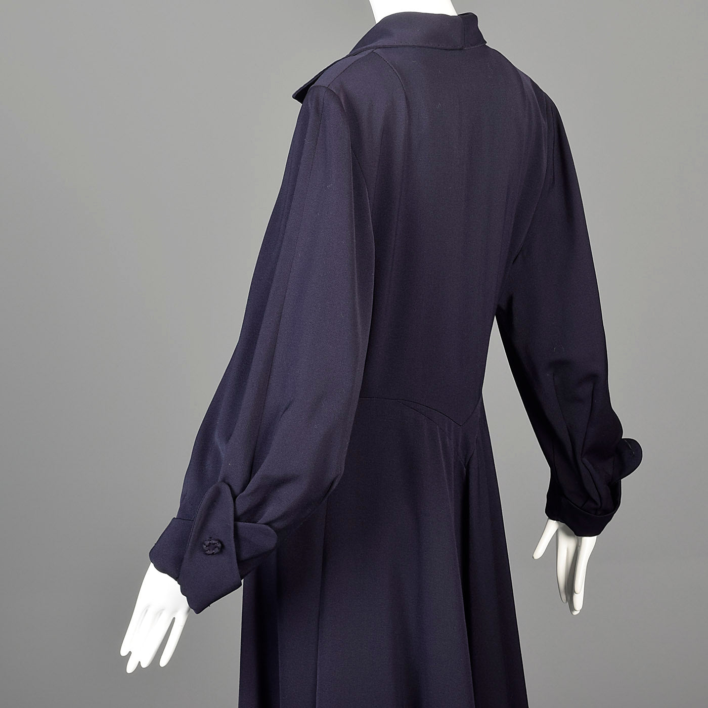 1950s Blue Gabardine Hourglass Princess Coat with Full Sleeves